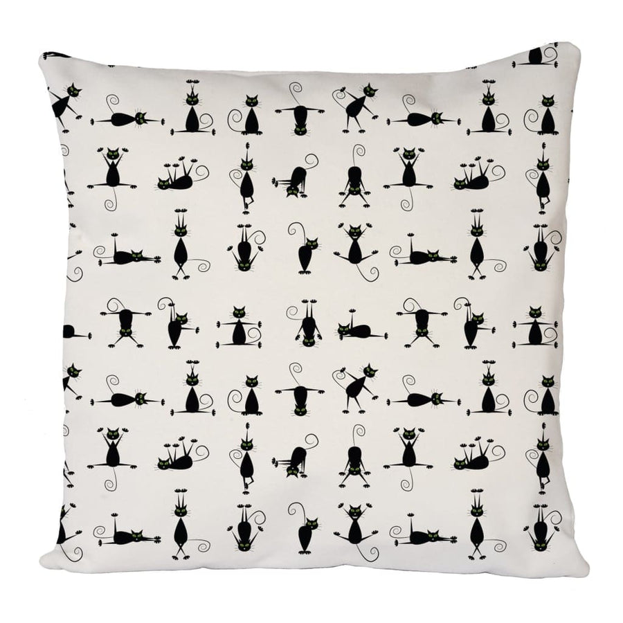 Black Yoga Cats Cushion Cover