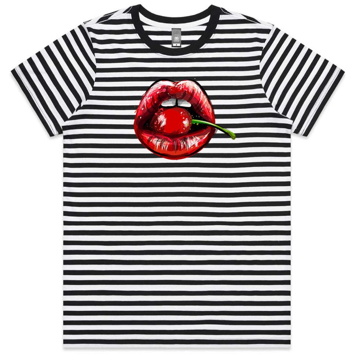 Cherry Lips Ladies Striped T-shirt