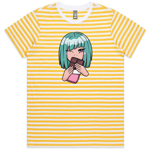 Chocolate Girl Ladies Striped T-shirt
