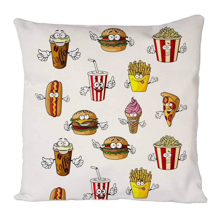 Fast Food Faces Cushion Cover