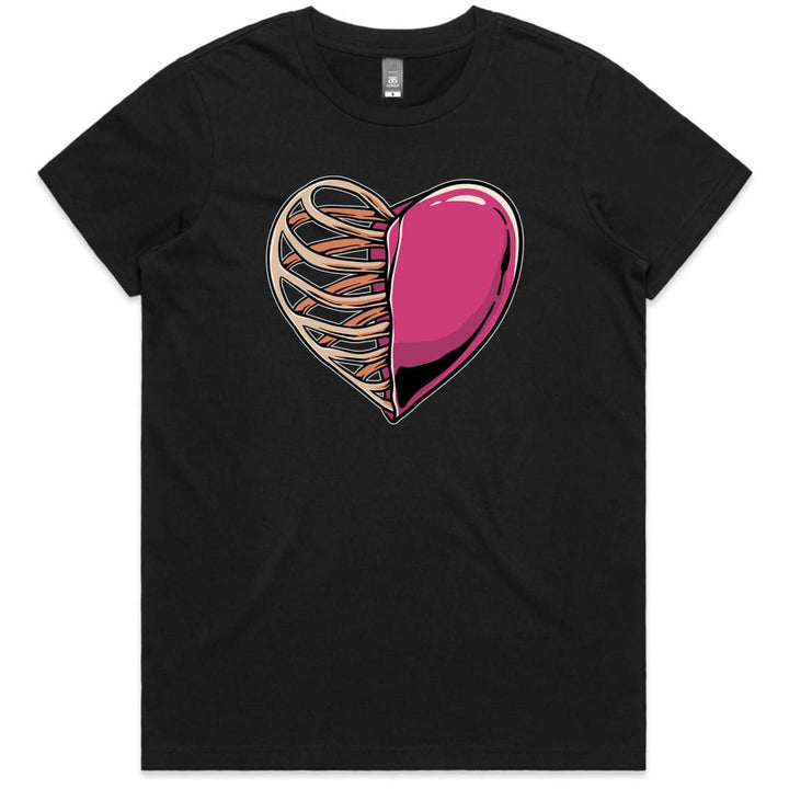 Half Skeleton Heart Ladies T-shirt
