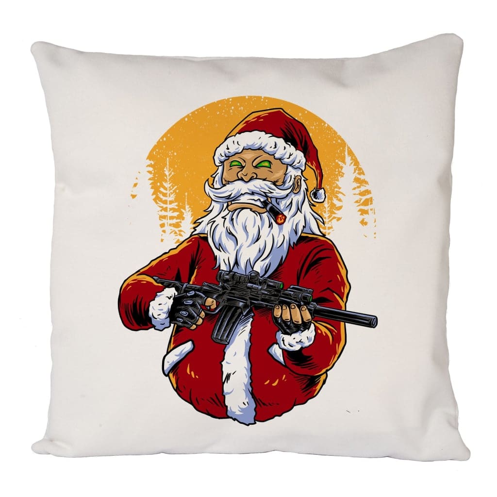 Machine Gun Santa Cushion Cover
