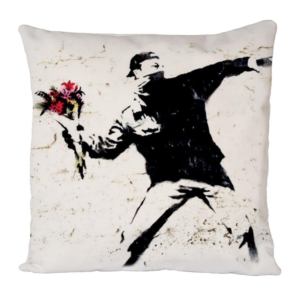 Man Throwing Flower Cushion Cover