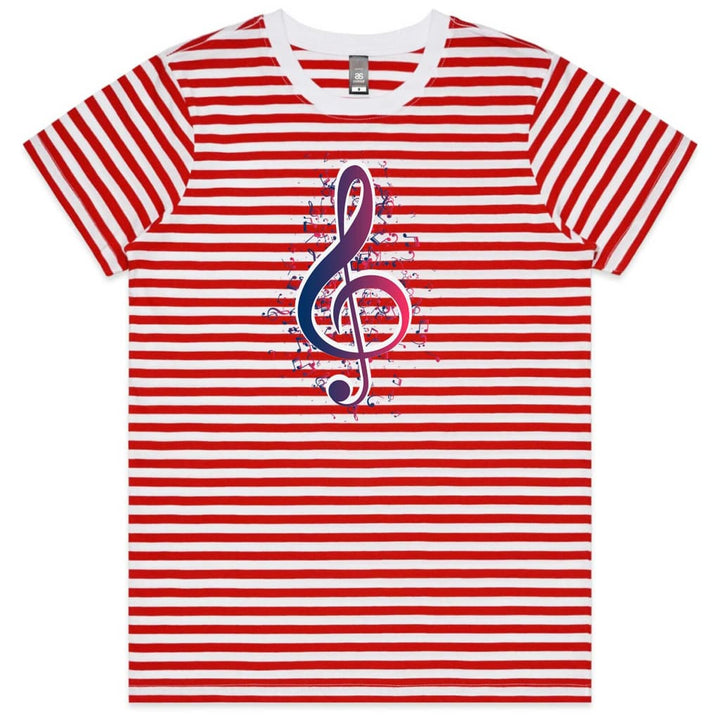 Music Notes Ladies Striped T-shirt