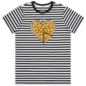 Pizza Heart Ladies Striped T-shirt