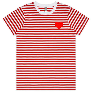 Pocket Heart Ladies Striped T-shirt