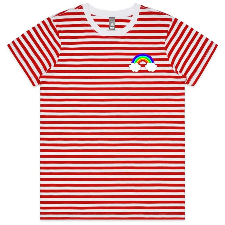 Pocket Rainbow Ladies Striped T-shirt