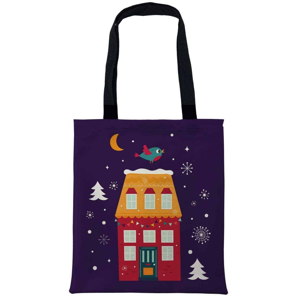 Purple Christmas House Bags