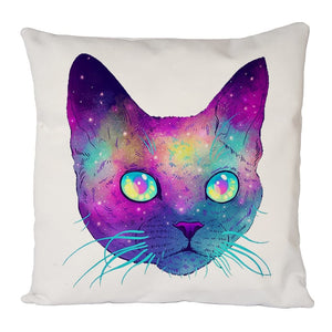 Purple Galaxy Cat Cushion Cover
