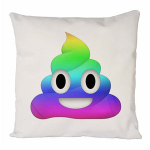 Rainbow Poo Face Cushion Cover