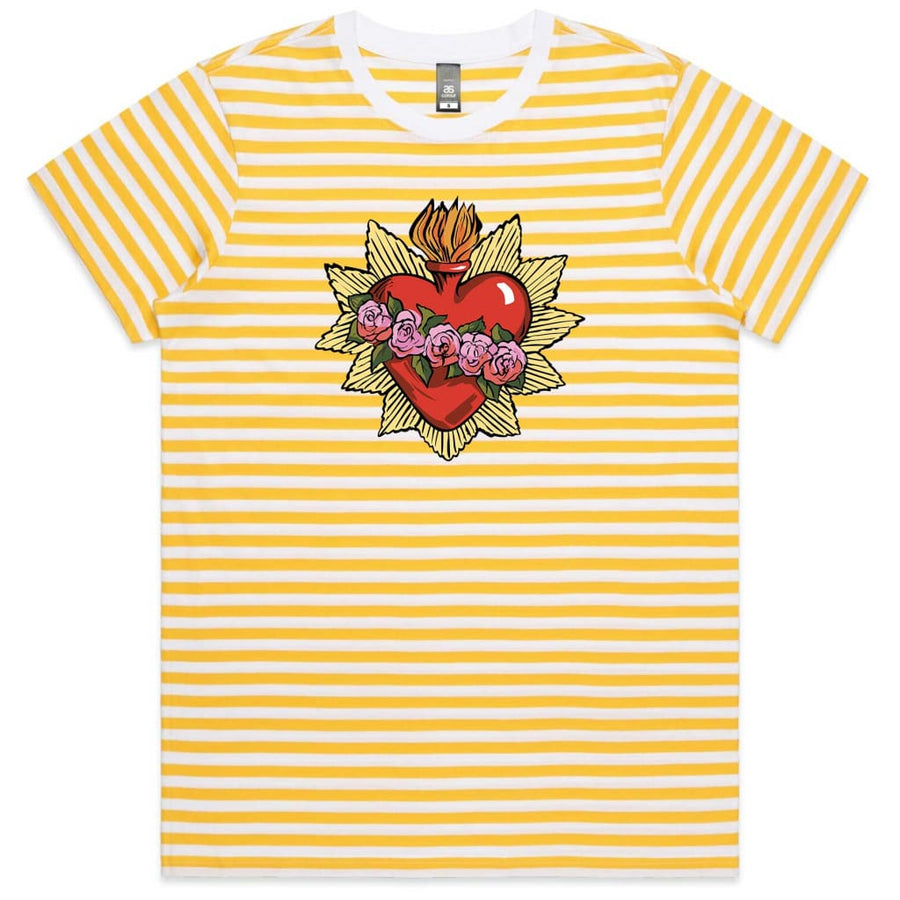 Rosey Heart Bottle Ladies Striped T-shirt