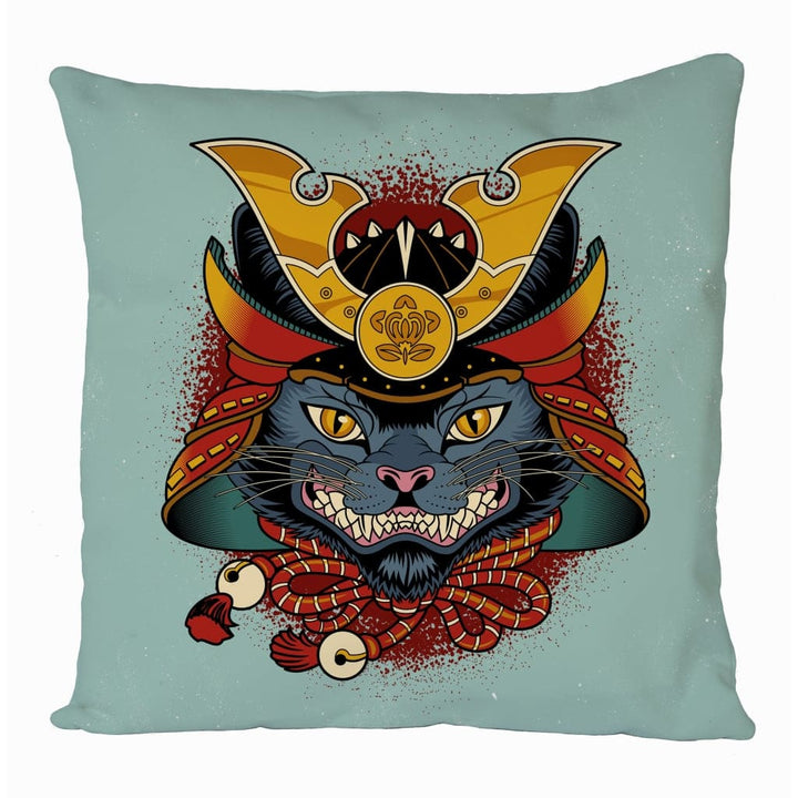 Samurai Helmet Cat Cushion Cover