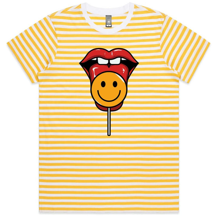 Smiley Lollipop Ladies Striped T-shirt