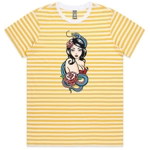 Snake Girl Ladies Striped T-shirt