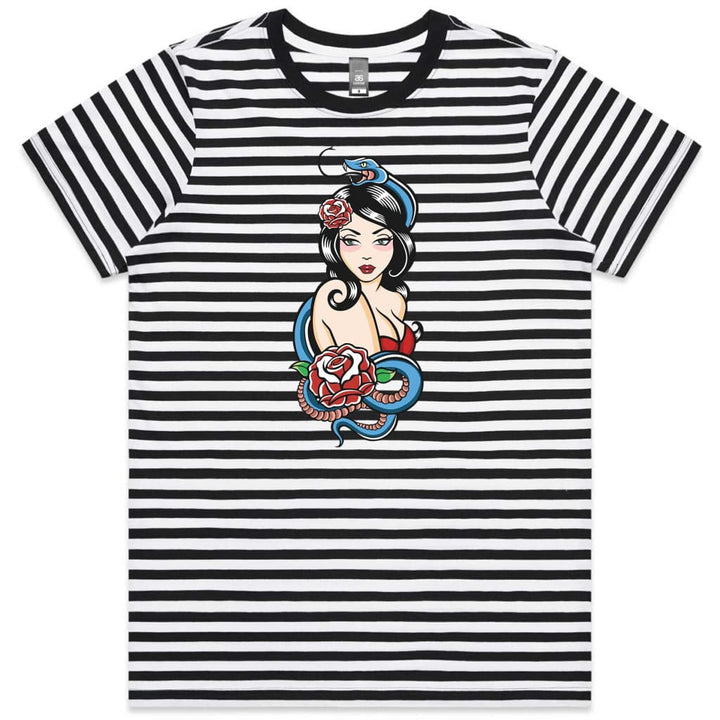 Snake Girl Ladies Striped T-shirt
