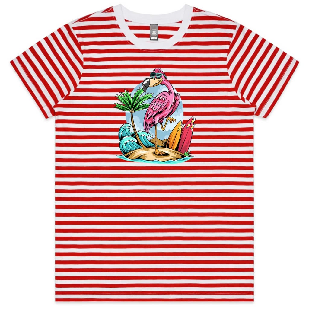 Summer Flamingo Ladies Striped T-shirt