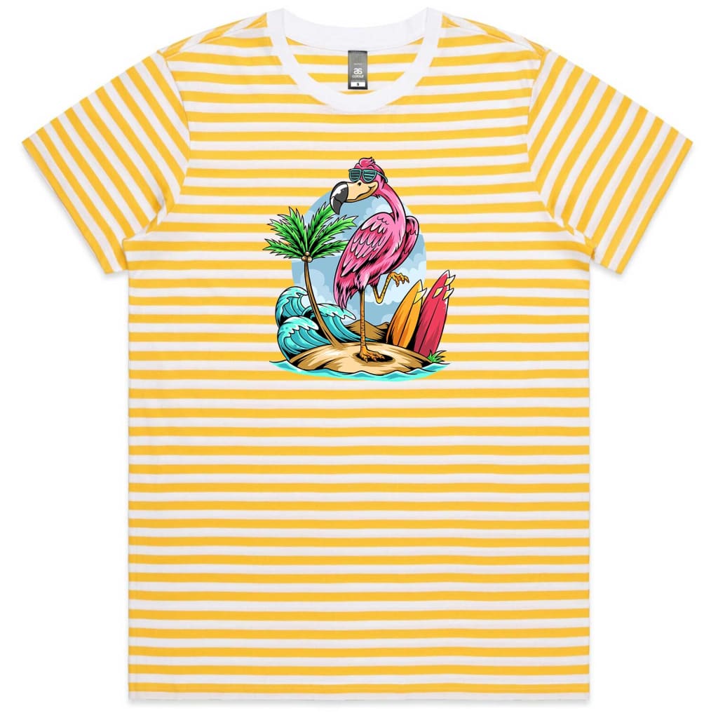 Summer Flamingo Ladies Striped T-shirt