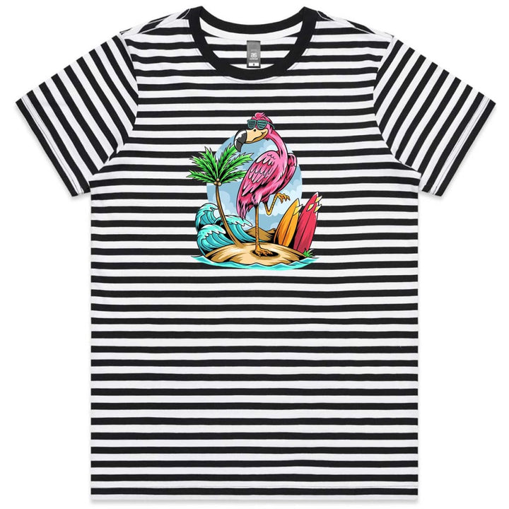 Summer Flamingo Ladies Striped T-shirt