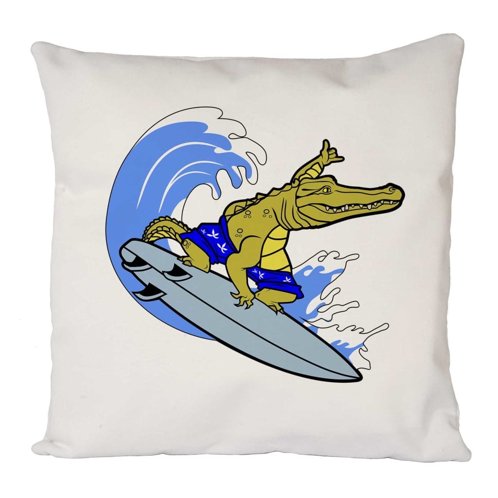 Surfing Crocodile Cushion Cover